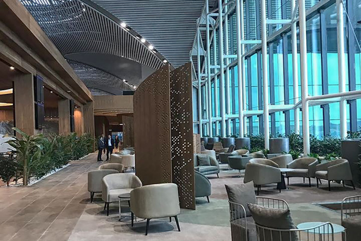 Interior layout focused on calm movement and passenger flow